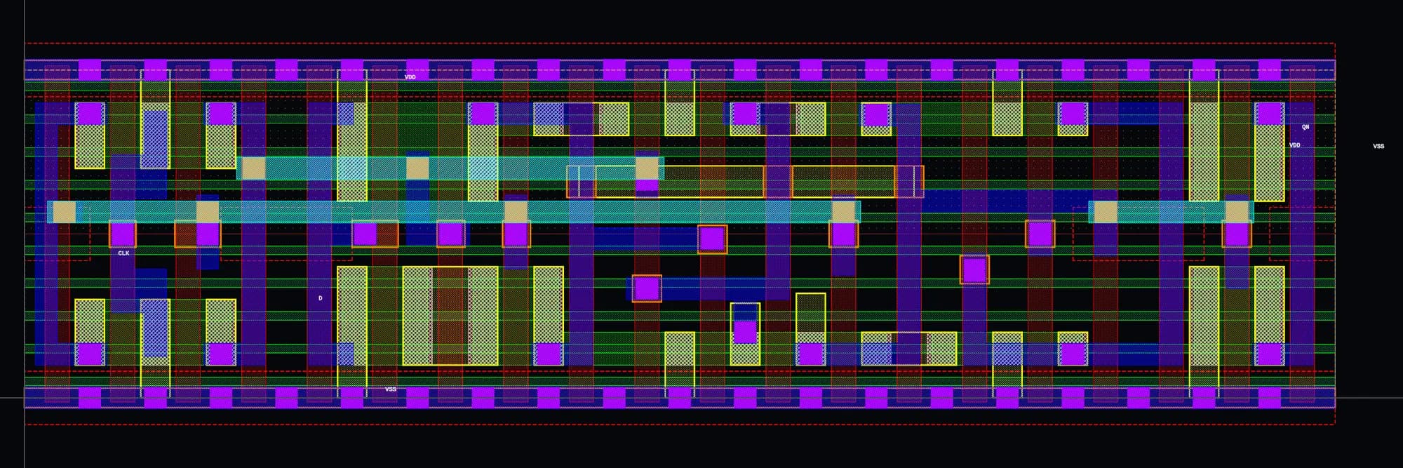 Layout of an ASAP7 D flip-flop
